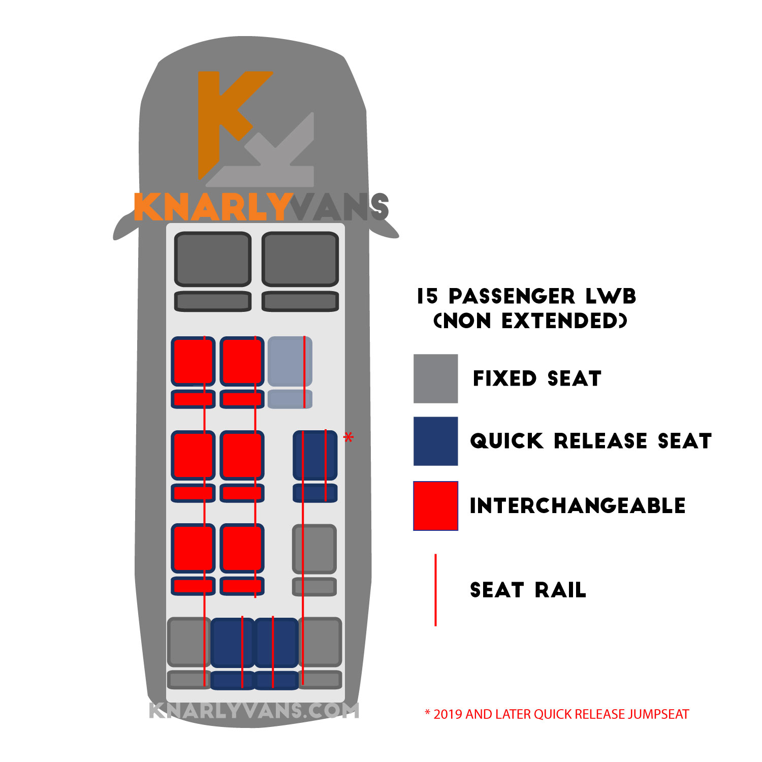 15 passenger interchangeable seats