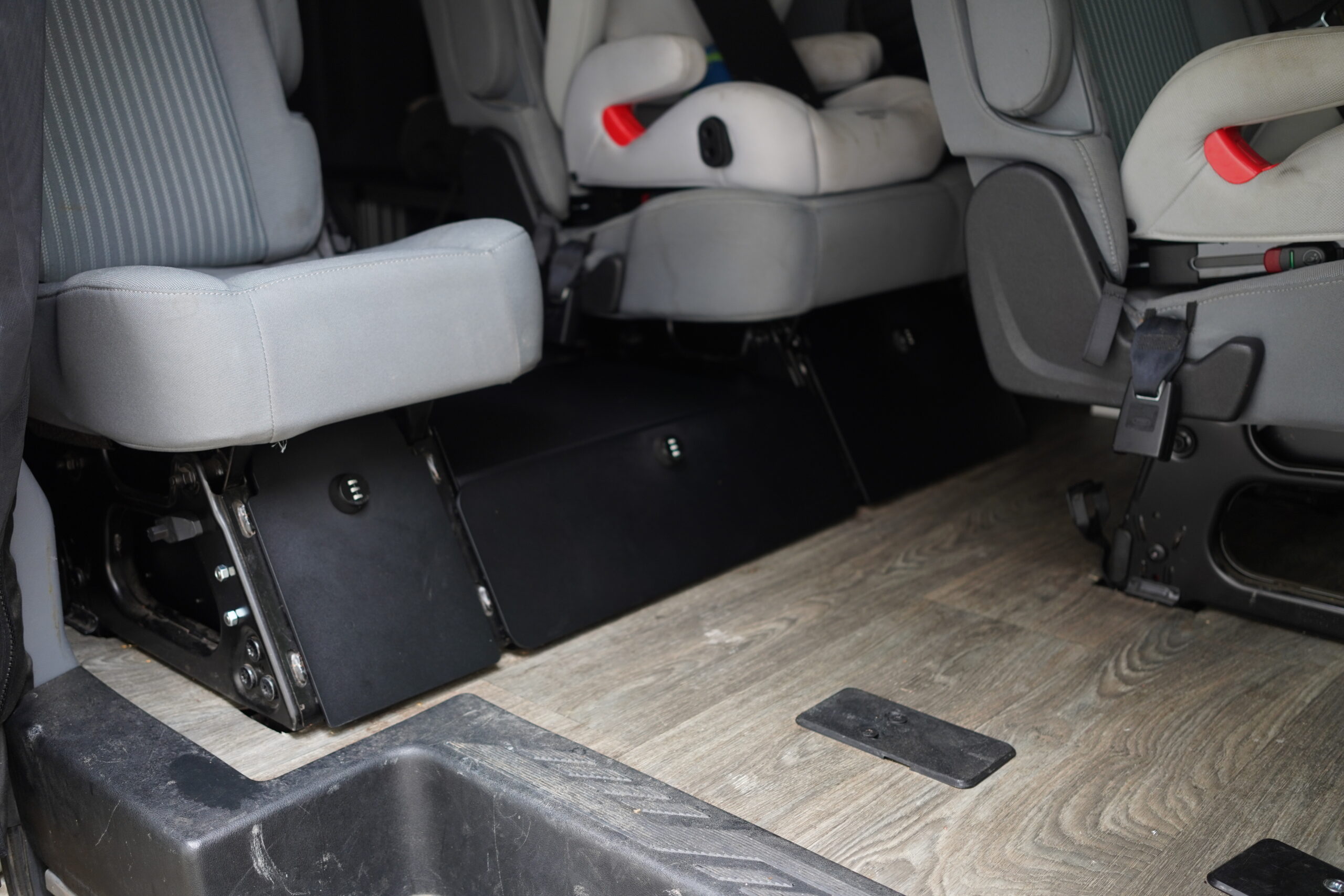 Stock ford transit under seat storage